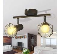 vidaXL Spot de plafond avec 2 ampoules LED style industriel Abat-jour filaire