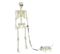 Vidaxl Décoration Halloween Squelette Avec Chien 2 Pcs Blanc 155 Cm