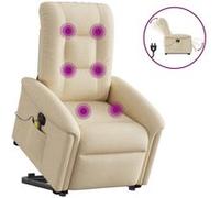 vidaXL Sta-op-massagestoel elektrisch verstelbaar stof crÃmekleurig3303292 Blanc G