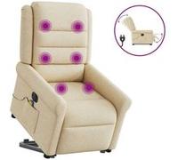 vidaXL Fauteuil inclinable de massage électrique Crème Tissu