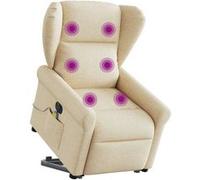 vidaXL Sta-op-massagestoel elektrisch verstelbaar stof crÃmekleurig3303412 Blanc G