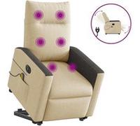 vidaXL Sta-op-massagestoel elektrisch verstelbaar stof crÃmekleurig3324077 Blanc G