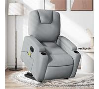 Vidaxl Fauteuil Inclinable De Massage Électrique Gris Clair Tissu Gris
