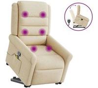 vidaXL Sta-op-massagestoel verstelbaar stof crÃmekleurig3303332 Blanc G