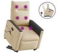 vidaXL Sta-op-massagestoel verstelbaar stof crÃmekleurig3324063 Blanc G