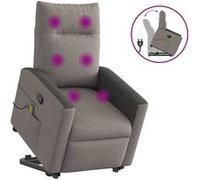 vidaXL Fauteuil inclinable de Massage Taupe Tissu