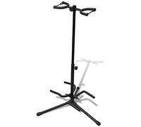 vidaXL Stand double pliable pour guitare Support avec repose-pied Noir