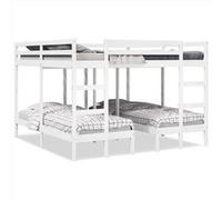 vidaXL Lit superposé triple 3308584 Bois de pin massif Blanc 200x200/80x200 cm