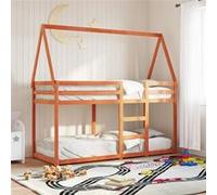 vidaXL Stapelbed met dak massief grenenhout wasbruin 90x190 cm3282086 Marron G