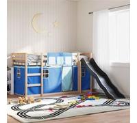 Vidaxl Lit Superposé Avec Toboggan Et Rideaux Bleu 80x200 Cm Multicolore