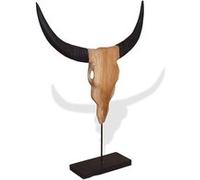 vidaXL Sculpture de crâne de taureau teck 66x15x88 cm