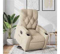vidaXL Fauteuil inclinable électrique crème tissu