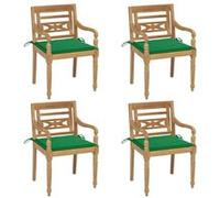 vidaXL Stoelen Batavia 4 st met kussens massief teakhout3073300 bois de teck G