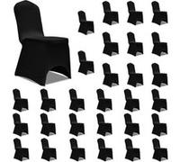 Vidaxl Housses Ã©Lastiques De Chaise Noir 30 Pcs