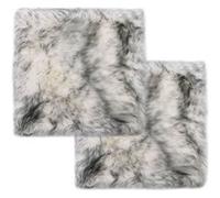 2x Coussins de Chaise Coussins de Siège Coussins d'Assise Salon Salle de Séjour Bureau Maison Intérieur Mélange de Gris Foncé 40x40 cm Peau de Mouton