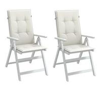 Lot de 2 Coussins de Chaise à Dossier Haut, Oreillers de Balcon, Coussins de Sièges Patio Jardin Terrasse Extérieur, Crème Mélangé Tissu