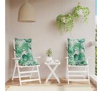 vidaXL Lot de 2 Coussins de Chaise à Dossier Haut, Galette de Siège Imperméable, Coussin d'Extérieur Anti-Glissement Jardin Terrasse, Modèle de Feuille