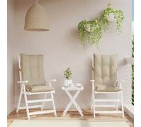 vidaXL Lot de 2 coussins de chaise à dossier haut beige tissu Oxford imperméables antidérapants