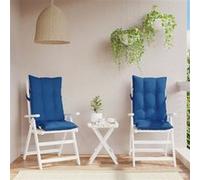 vidaXL Lot de 2 Coussins de Chaise à Dossier Haut, Galette de Siège Imperméable, Coussin d'Extérieur Anti-Glissement Jardin Terrasse, Bleu Royal