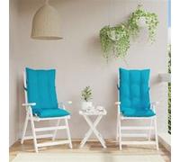 vidaXL Lot de 2 Coussins de Chaise à Dossier Haut, Galette de Siège Imperméable, Coussin d'Extérieur Anti-Glissement Jardin Terrasse, Turquoise