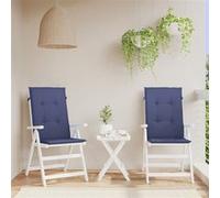 vidaXL Stoelkussens 2 st hoge rug stof marineblauw378611 Bleu G