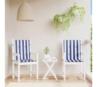 vidaXL Coussins de chaise à dossier bas Lot de 2 à rayures bleu et blanc 361319