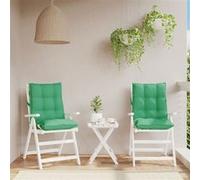vidaXL Coussins de chaise Lot de 2 dossier bas imperméables antidérapants tissu Oxford vert