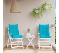vidaXL Lot de 2 Coussins de Chaise à Dossier Bas, Galette de Siège Imperméable, Coussin d'Extérieur Anti-Glissement Jardin Terrasse, Turquoise