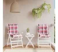 Lot de 2 Coussins de Chaise à Dossier Bas, Galette de Siège Imperméable, Coussin d'Extérieur Anti-glissement Jardin Terrasse, Motif Carreaux Rouge