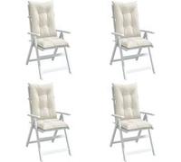 Lot de 4 Coussins de Chaise à Dossier Haut, Oreillers de Balcon, Coussins de Sièges Patio Jardin Terrasse Extérieur, Crème Mélangé Tissu 4002353