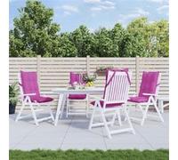 vidaXL Lot de 4 Coussins de Chaise à Dossier Haut, Galette de Siège Imperméable, Coussin d'Extérieur Anti-Glissement Jardin Terrasse, Rose Tissu Oxford