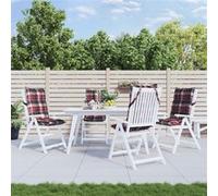 Stoelkussens 4 st hoge rug ruitpatroon oxford stof rood377642