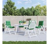 vidaXL Lot de 4 Coussins de Chaise à Dossier Bas, Galette de Siège Imperméable, Coussin d'Extérieur Anti-Glissement Jardin Terrasse, Vert Tissu Oxford