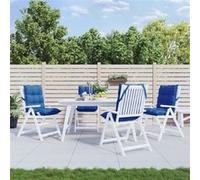 vidaXL Lot de 4 Coussins de Chaise à Dossier Bas, Galette de Siège Imperméable, Coussin d'Extérieur Anti-Glissement Jardin Terrasse, Bleu Royal