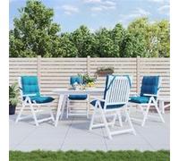 vidaXL Lot de 4 coussins de chaise à dossier bas – galette imperméable anti-glissement bleu clair