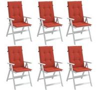 Stoelkussens 6 st hoge rug 120x50x4 cm stof gemêleerd rood4002432