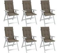 vidaXL Stoelkussens 6 st hoge rug 120x50x4 cm stof gemÃªleerd taupe4002438 G
