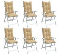 Stoelkussens 6 st hoge rug 120x50x7 cm stof gemêleerd beige4002357