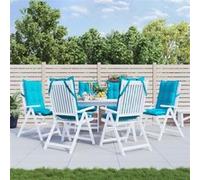 vidaXL Coussins de chaise à dossier haut Lot de 6 – Imperméables, anti-glisse, extérieur – Turquoise