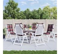 vidaXL Lot de 6 Coussins de Chaise à Dossier Haut, Galette de Siège Imperméable, Coussin d'Extérieur Anti-Glissement Jardin Terrasse, Motif Carreaux Rouge
