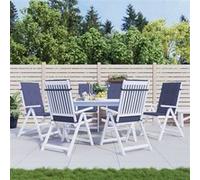 Lot de 6 Coussins de Chaise à Dossier Haut, Galette de Siège Imperméable, Coussin de Jardin, Décoration d'Extérieur Terrasse, Bleu Marine Tissu