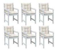 vidaXL Coussins de chaise à dossier bas lot de 6 crème mélangé tissu