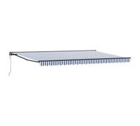 vidaXL Store électrique rétractable Bleu et Blanc de 500 x 300 cm, en Polyester imperméable, avec Cadre en Aluminium. Réglage Manuel de l'angle, à Fixer au Mur. Idéal pour ombrager Ton Patio, Balcon