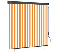 vidaXL Store Enrouleur Blanc et Orange 180 x 250 cm Tissu et Aluminium, Stores enroulables rectangulaires Modernes, Protection Patio, Jardin, Balcon, Anti-Soleil, Chaleur