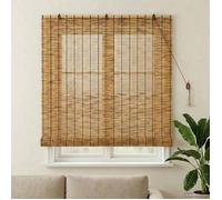 vidaXL Store Enrouleur Marron 140 x 160 cm Roseau, Stores enrouleurs rustiques, Rideaux filtrants UV, Pare-Soleil réglable pour Salon, Chambre, Cuisine