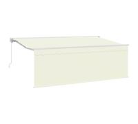vidaXL Store extérieur électrique 3,5 x 2 m crème et Marron. Cadre en alu, Tissu en Polyester. Monté au Mur, résistant aux UV, rétractable avec télécommande et Protection.