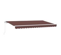 vidaXL Store Manuel rétractable 4 x 2 m Marron avec Cadre Blanc, Tissu en Polyester Qui résiste aux UV et à l'eau, à Fixer au Mur, Bras réglables, Motif rayé, Installation Super Facile, Parfait pour