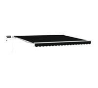 vidaXL Store Manuel Rétractable avec LED Noir 400 x 350 cm Résistant aux UV, Imperméable, Ombre Extérieure, Parasol, Couverture de Balcon, Solutions Météo, Patio, Été, Protection Contemporaine