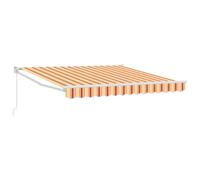 vidaXL Store Manuel Rétractable Orange Et Jaune 3M X 2.5M Parasol Extérieur Résistant UV Étanche Angle Réglable Guide Inclus Parasol Rétractable pour Ombre Balcon Jardin Fenêtres