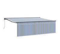 vidaXL Store motorisé Bleu et Blanc en Polyester 4,5 x 3 m, résistant aux UV, déperlant, rétractable, Style Moderne pour terrasses et balcons, Cadre en Acier, modèle électrique